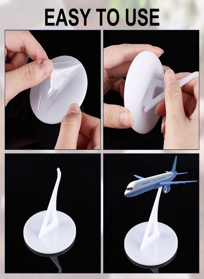 AHANDMAKER 4Pcs Acrylic Model Plane Display Stand, Universal Aircraft Model Plane Stand Without Airplane, Display Basements for Building Blocks Planes, 2.44 x 2.36 Inch - Image 5