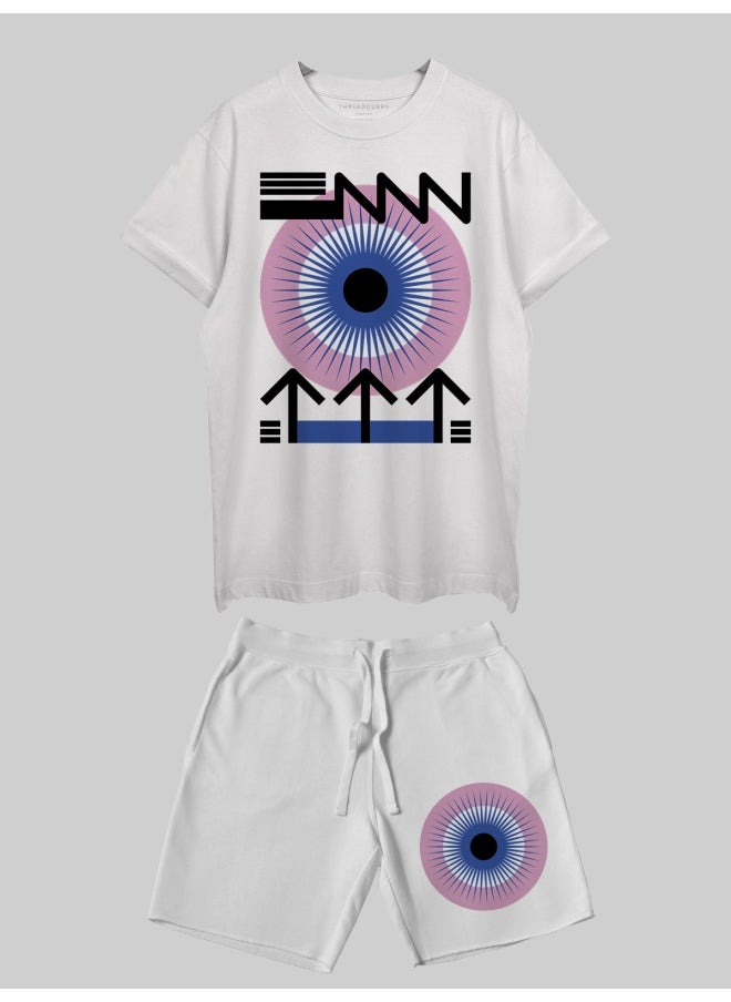 THREADCURRY THREADCURRY The Eye Printed Co-ord Set for Men - Half Sleeve Oversized T-Shirt and Shorts  - Image 1