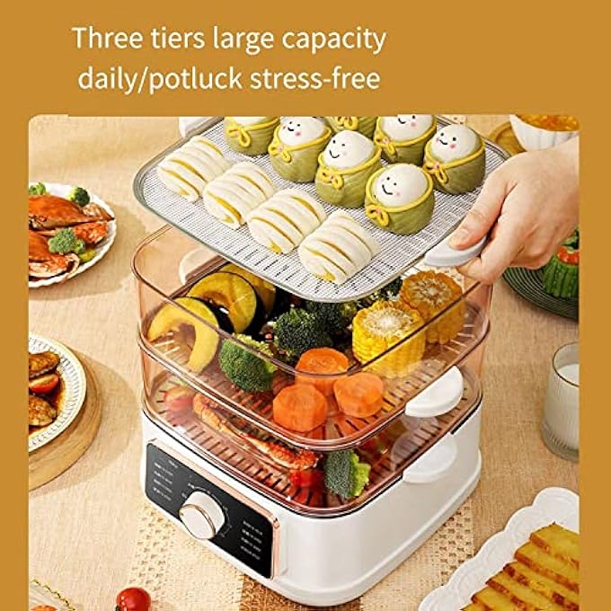Household Integrated Electric Steamer Electric Steamer Electric Steamer Home One MultiFunctional Steam Pot Machine Hot Pot Stainless Steel Electric Steamer MultiLayer 60MIN Timing - Image 3