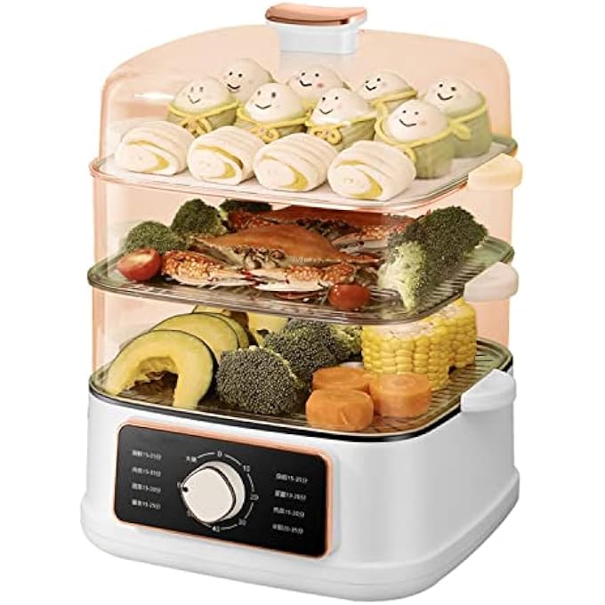 Household Integrated Electric Steamer Electric Steamer Electric Steamer Home One MultiFunctional Steam Pot Machine Hot Pot Stainless Steel Electric Steamer MultiLayer 60MIN Timing - Image 1