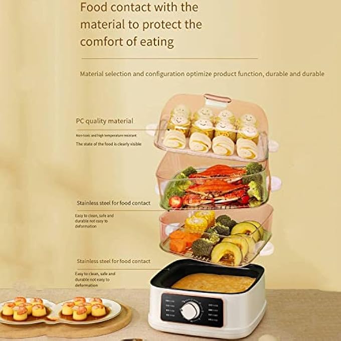 Household Integrated Electric Steamer Electric Steamer Electric Steamer Home One MultiFunctional Steam Pot Machine Hot Pot Stainless Steel Electric Steamer MultiLayer 60MIN Timing - Image 5