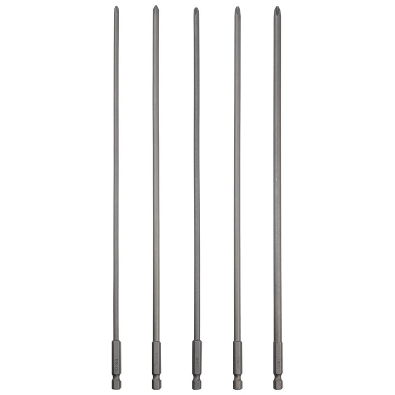 Rocaris 5 Pack Extra Long Phillips Screwdriver Bit Sets, 1/4 Inch Hex Shank Magnetic Screwdriver Bits Cross Head S2, 12 Inch - Image 1