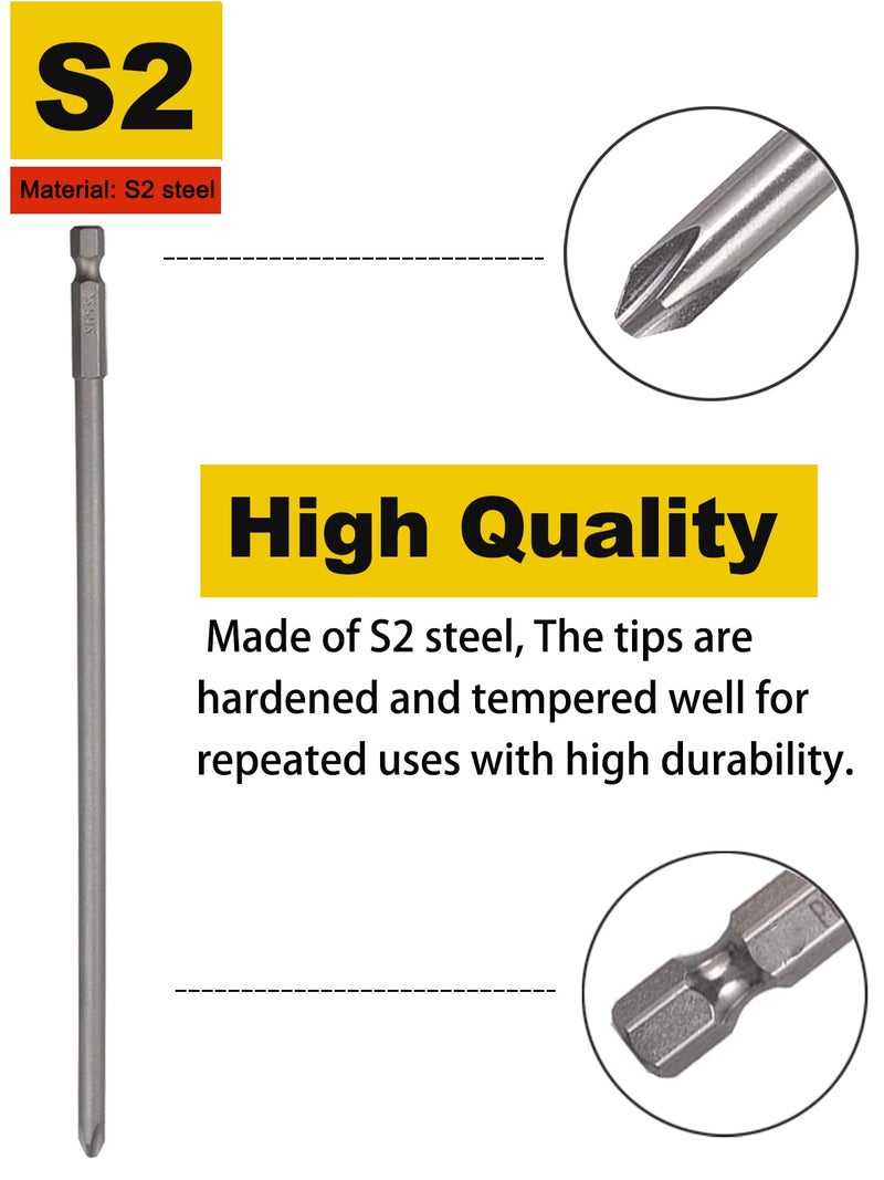 Rocaris 5 Pack Extra Long Phillips Screwdriver Bit Sets, 1/4 Inch Hex Shank Magnetic Screwdriver Bits Cross Head S2, 12 Inch - Image 4