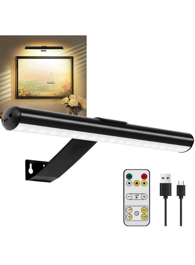 ضوء صورة بالبطارية: سطوع قابل للتعديل مع مؤقت، ضوء لوحة قابلة للشحن لعرض الفن على الحائط بإضاءة 3 ألوان وتحكم عن بعد، مناسب للإطارات ولوحة السهام والصور الشخصية. - Image 1