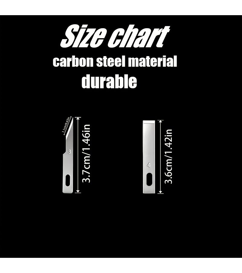 Carbon Steel Art Carving Blade Set 20 Pack Includes 10pcs of 3 Blades and 10pcs of 4 Blades Durable Model 20 - Image 2