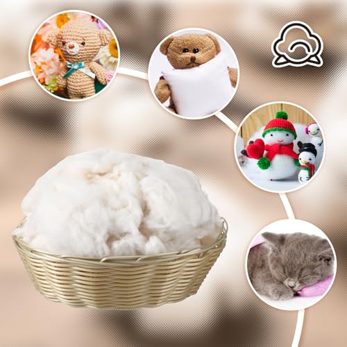 Wesnoy 100g/0.22lb Cotton Stuffing for Stuffed Animals Soft Pillow, Natural Cotton Fiber Filling Batting, for Toys, Cloud Decorations, and More - Image 5