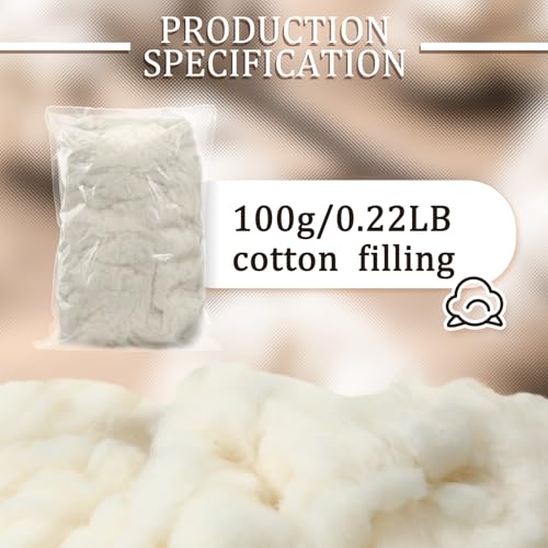 Wesnoy 100g/0.22lb Cotton Stuffing for Stuffed Animals Soft Pillow, Natural Cotton Fiber Filling Batting, for Toys, Cloud Decorations, and More - Image 2