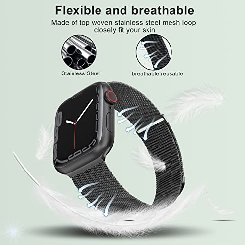 MARGE PLUS Compatible with Apple Watch Band 38mm 40mm 41mm 42mm 44mm 45mm 46mm 49mm Women Men, Stainless Steel Mesh Loop Magnetic Clasp Replacement for iWatch Series 11 10 9 8 7 6 5 4 SE3 SE2 Ultra 3 - Image 3