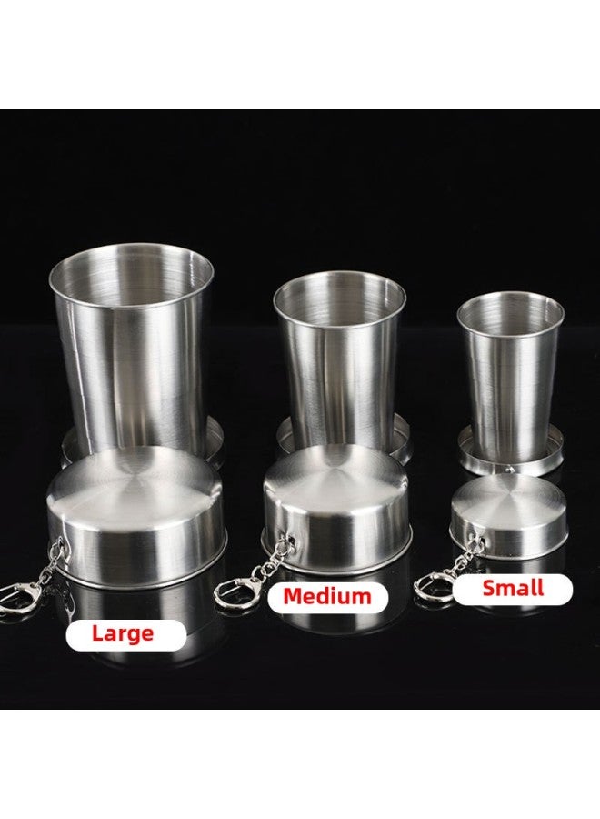 Stainless Steel Retractable Cup Folding Cup Outdoor Travel Wash Cup Portable Creative Compression Cup Mini Wine Glass-Color:304 Stainless Steel-Capacity:Six Fold Cup 75ml  - Image 3