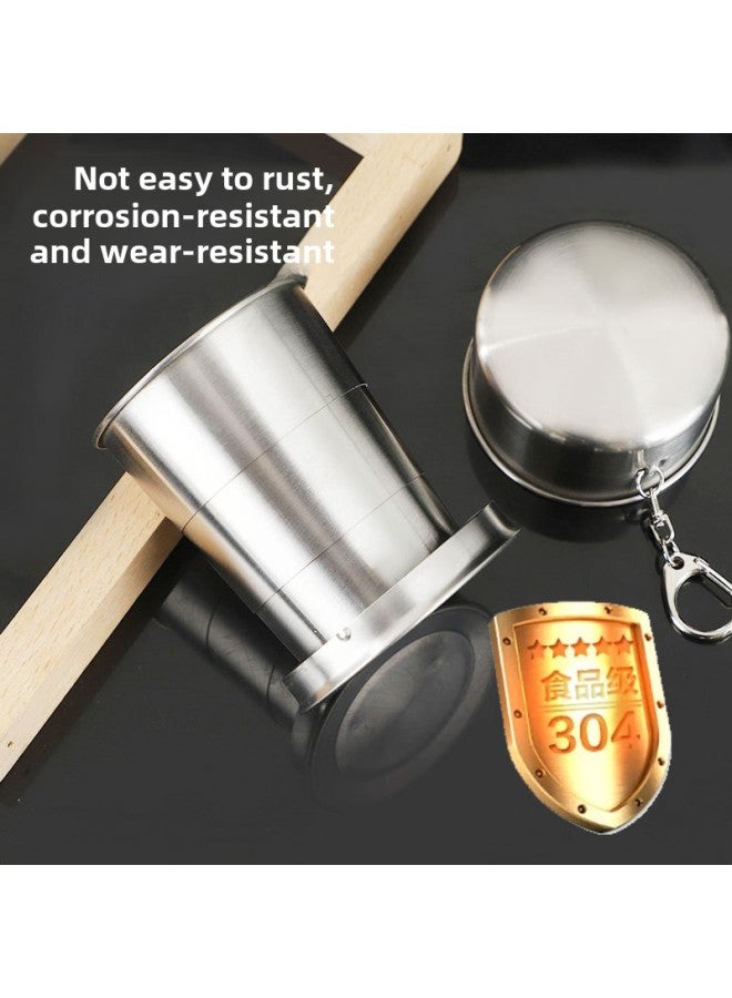 Stainless Steel Retractable Cup Folding Cup Outdoor Travel Wash Cup Portable Creative Compression Cup Mini Wine Glass-Color:304 Stainless Steel-Capacity:Six Fold Cup 75ml  - Image 4