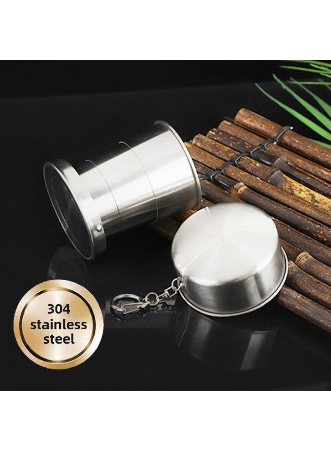Stainless Steel Retractable Cup Folding Cup Outdoor Travel Wash Cup Portable Creative Compression Cup Mini Wine Glass-Color:304 Stainless Steel-Capacity:Six Fold Cup 75ml  - Image 1