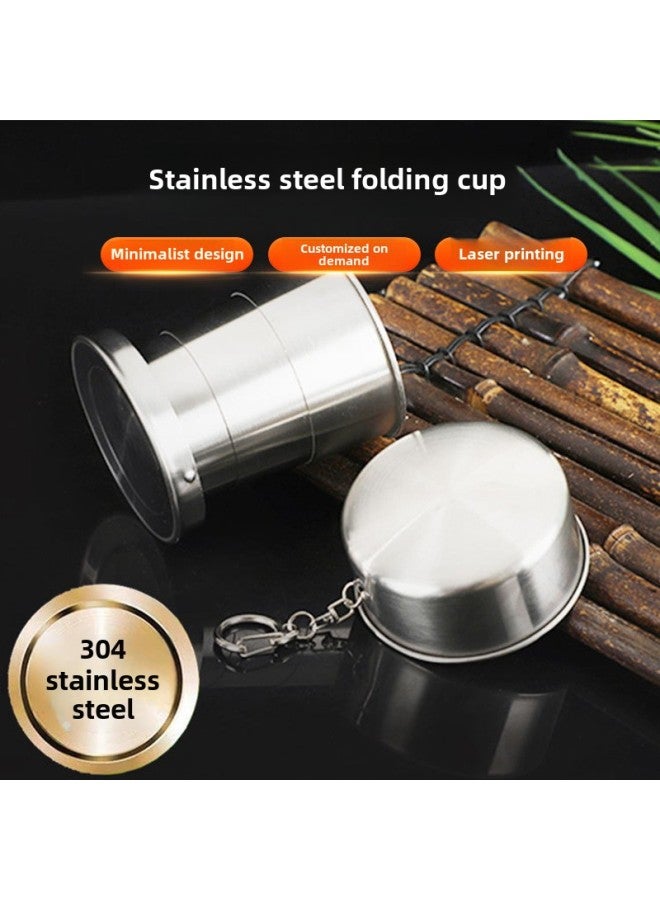 Stainless Steel Retractable Cup Folding Cup Outdoor Travel Wash Cup Portable Creative Compression Cup Mini Wine Glass-Color:304 Stainless Steel-Capacity:Six Fold Cup 75ml  - Image 2
