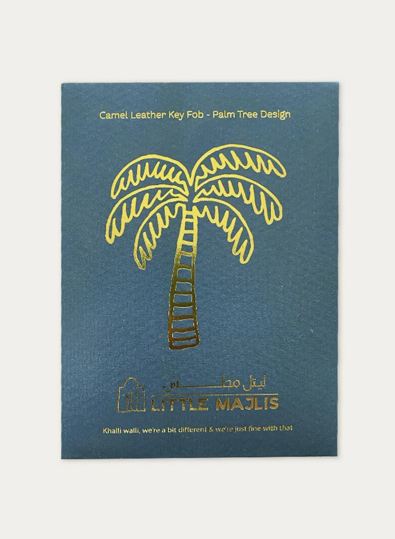 Little Majlis Camel leather key fob, palm tree