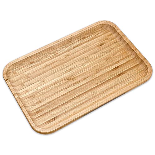Bamboo Bam&Boo Bamboo Serving Tray Natural Minimalist Rectangular (11.7” x 7.8" x 0.8") Coffee, Tea, Food, Drinks, Storage, Decor for Home, Kitchen, Bathroom - Image 1