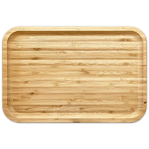 Bamboo Bam&Boo Bamboo Serving Tray Natural Minimalist Rectangular (11.7” x 7.8" x 0.8") Coffee, Tea, Food, Drinks, Storage, Decor for Home, Kitchen, Bathroom - Image 2