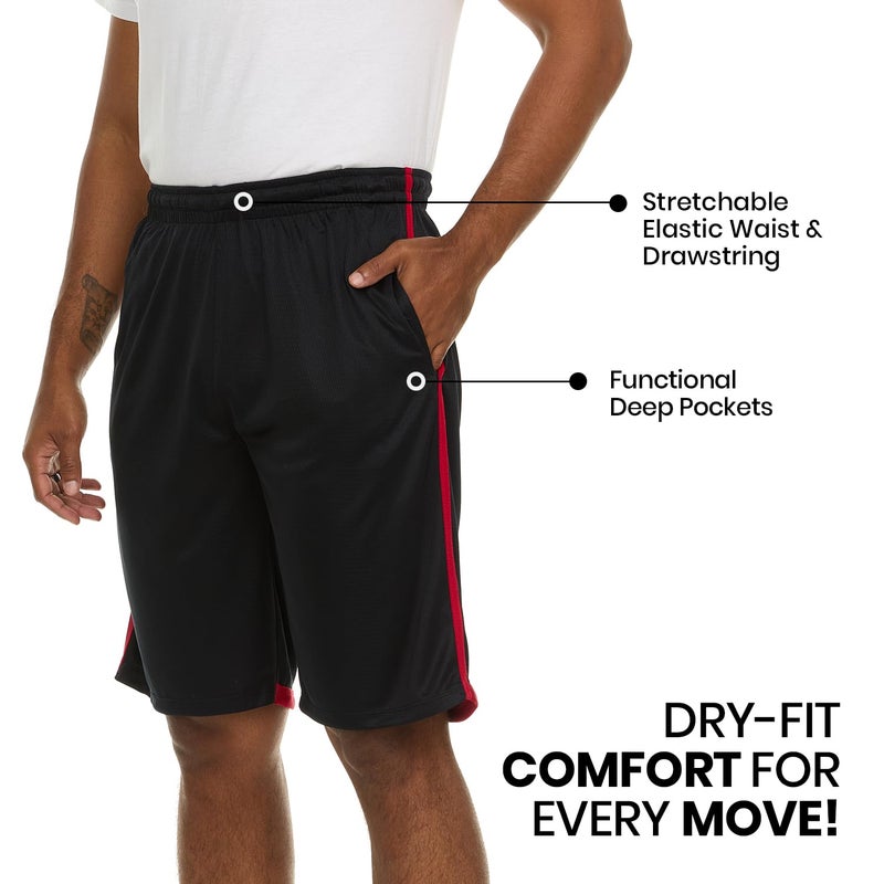 Essential Elements 4 Pack: Men's Dry-Fit Sweat Resistant Active Athletic Performance Shorts - Image 2
