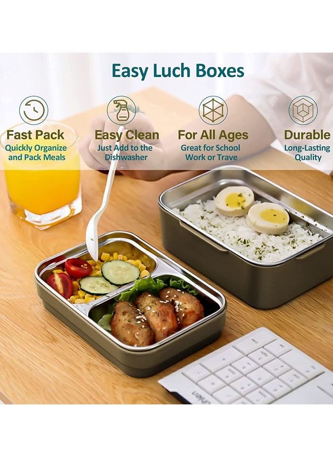 Arabest - Bento Lunch Box for Adults & kids, Reusable Stainless Steel Meal Box, Leakproof Food Storage Containers with 2 Layers Divders,Suitable Microwave Ovens Heating,Healthy Lunches & Snacks- Green - Image 1