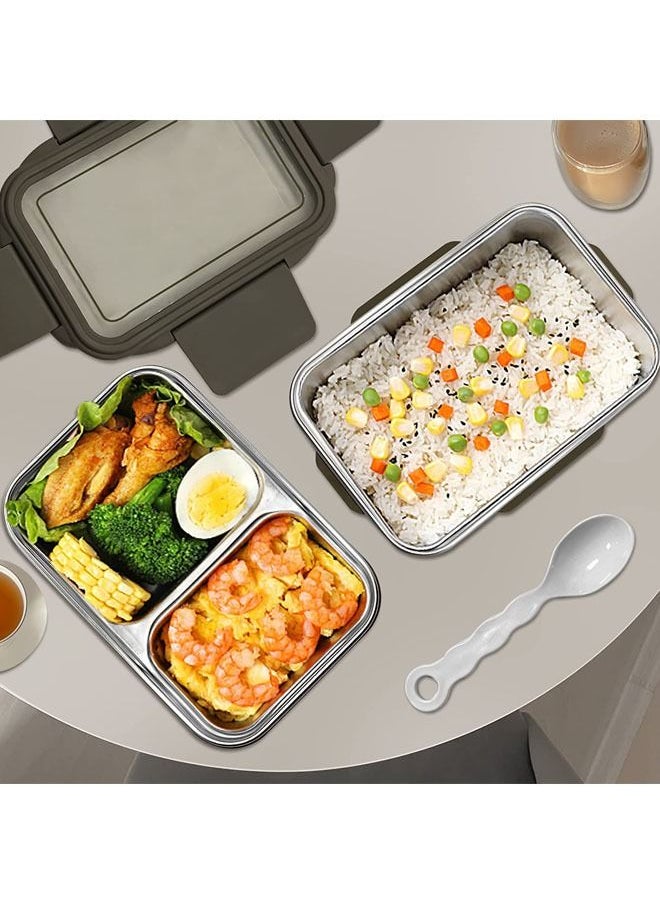 Arabest - Bento Lunch Box for Adults & kids, Reusable Stainless Steel Meal Box, Leakproof Food Storage Containers with 2 Layers Divders,Suitable Microwave Ovens Heating,Healthy Lunches & Snacks- Green - Image 1