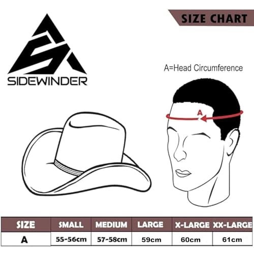 Sidewinder Australian Cowboy Leather hat Steampunk Halloween Unisex Adult for Men and Women Shapeable Outback Western Style Wide Brim Brown - Image 2