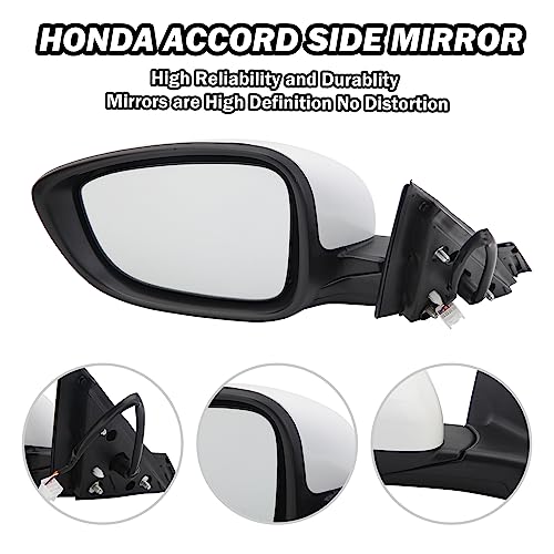MOFOAP Honda Accord Door Mirror Compatible with 2018 2019 2020 2021 2022 Honda Accord Driver Side Mirror White Non Heated Without Signal Light 76258TVEH01 - Image 3