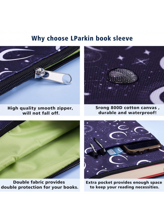 LParkin Book Sleeve Moon and Star Book Protector, Book Covers for Paperbacks, Washable Fabric, Book Sleeves with Zipper, Medium 11 Inch X 8.7 Inch  - Image 4