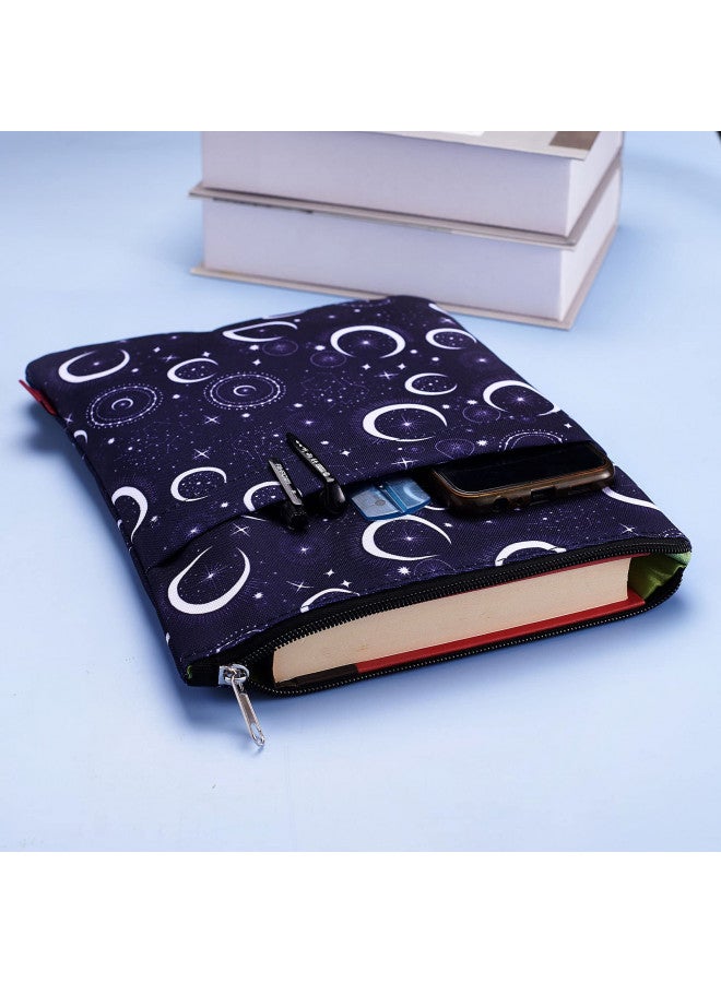 LParkin Book Sleeve Moon and Star Book Protector, Book Covers for Paperbacks, Washable Fabric, Book Sleeves with Zipper, Medium 11 Inch X 8.7 Inch  - Image 2