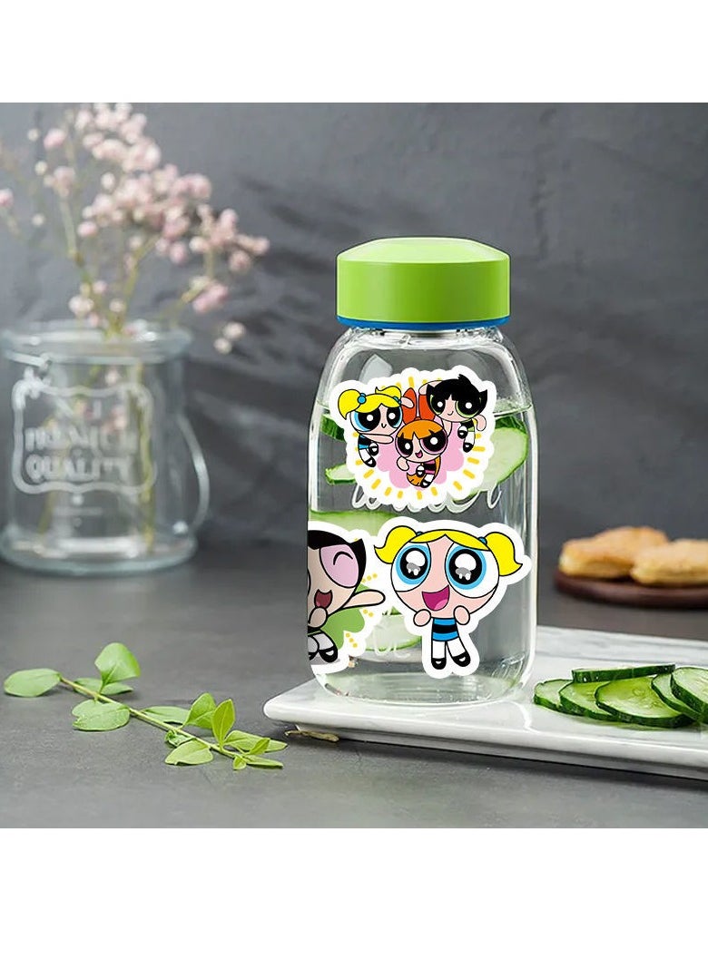 50 ملصقًا للكمبيوتر الدفتري Powerpuff Girl، جرافيتي، حقيبة، كوب ماء، كمبيوتر، مقاوم للماء، نمط صغير