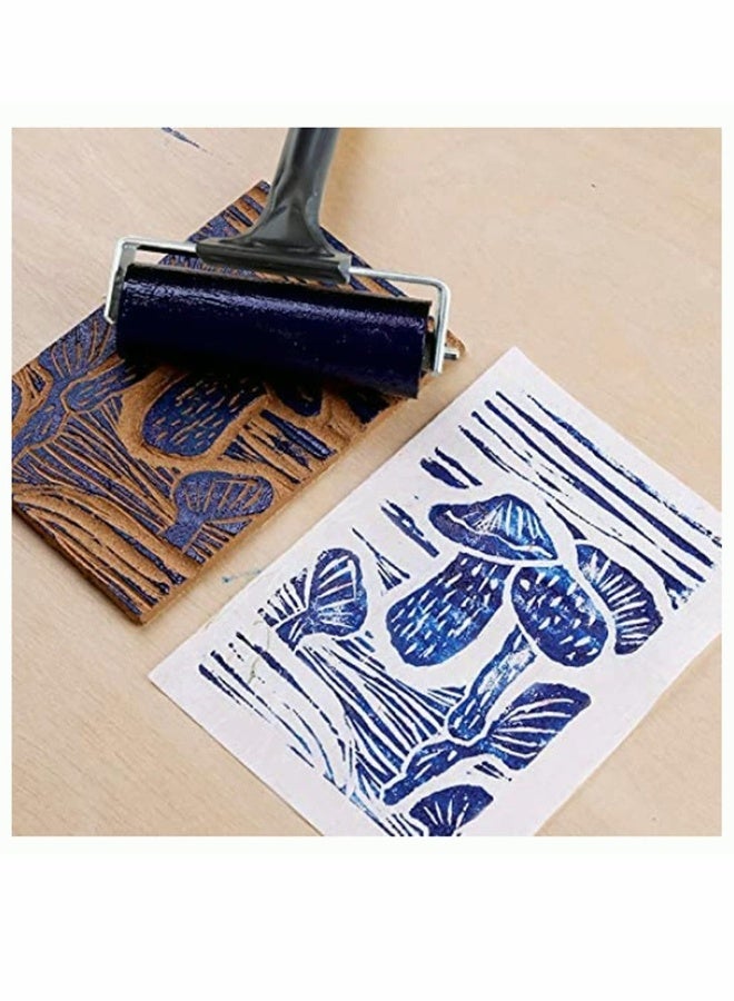 Rubber Brake Roller, 4-inch Rubber Drum Paint Brush Ink applicator Art Craft Oil Painting Tools, Printing Ink and Stamping Tools, Used for printmaking, Painting, Applying Glue, Wallpaper 2 PCS - Image 3