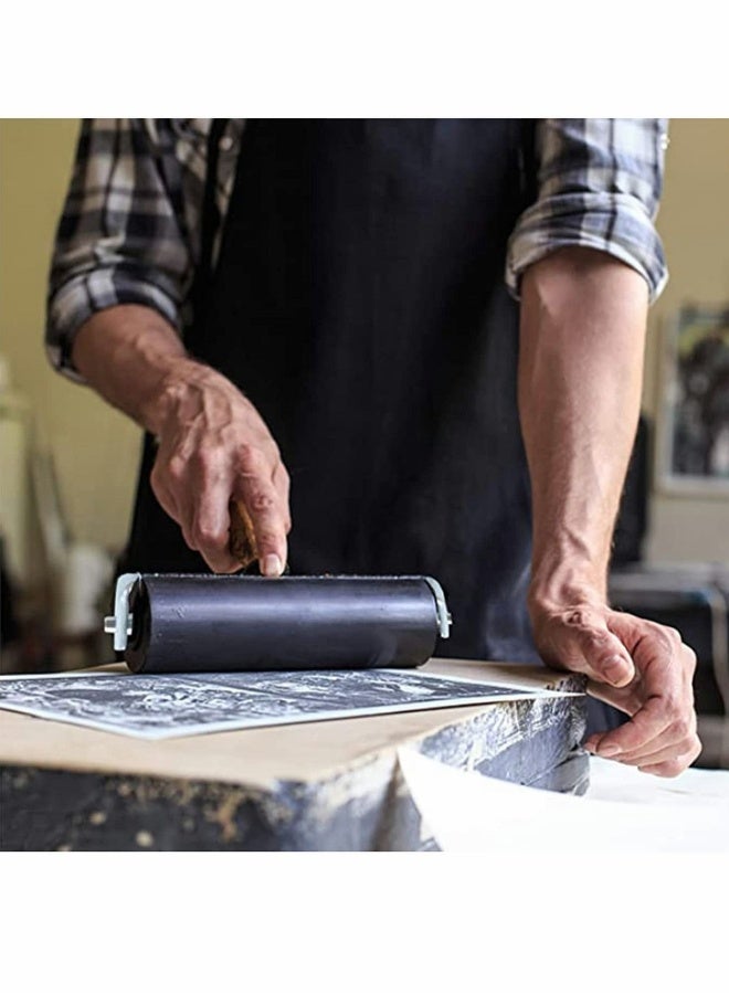 Rubber Brake Roller, 4-inch Rubber Drum Paint Brush Ink applicator Art Craft Oil Painting Tools, Printing Ink and Stamping Tools, Used for printmaking, Painting, Applying Glue, Wallpaper 2 PCS - Image 2