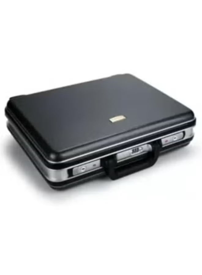 A single, elegant diplomatic document case from the renowned Diplomat brand in luxurious royal black. Constructed with a robust, high-quality ABS material that resists shocks and scratches, it confidently protects your documents and devices. Equipped with a double combination lock for enhanced privacy and security, it also features a comfortable top handle for a sophisticated, professional look.