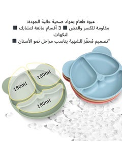 ماركة غير محددة مجموعة تغذية سيليكون آمنة للأطفال خالية من مادة BPA (6 قطع)، تشمل: أطباق مُقسمة مع كؤوس شفط، ملعقة، شوكة، كوب بقشة، مريلة، وقابلة للاستخدام في الميكروويف والفرن. مثالية لمستلزمات الفطام الذاتي للرضع.  - Image 2