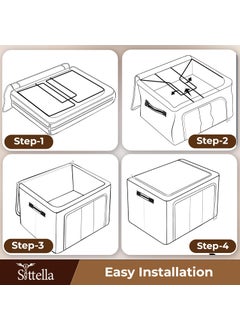 SITTELLA SITTELLA 1 Pieces 66 Liters Double Sided Zipper Wardrobe Organizer with Durable Handle Foldable Stuff Storage Box Closet Drawer Organizers for Clothes Toys Books Blanket Blue  - Image 5