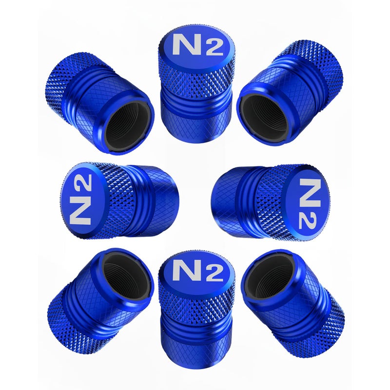 Generic Tire Valve Stem Caps - Tire Air Caps Cover 8 Pack N2 Nitrogen Logo Corrosion Resistant Premium Alloy Universal for Car Truck Motorcycle Bike-Blue  - Image 1
