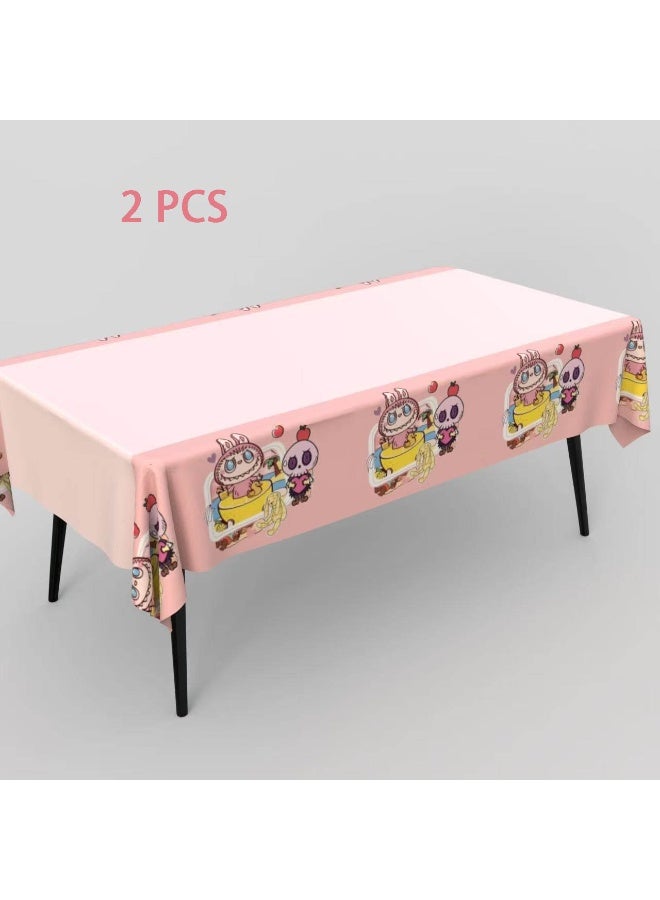 لابوبو طاولة عيد ميلاد بتصميم لابوبوت ذات قطعتين ومائية وقابلة للاستخدام مرة واحدة مع مستلزمات تزيين الحفلات