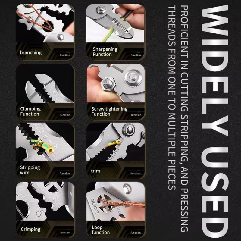 AxrParv AxrParv 7in1 Multifunctional Stainless Steel Wire Puller Plier Cable Looping Splitting Cutting Pliers MultiPurpose Electrical Stripping Tool Wire Stripper and Crimping Tool for Electrician  - Image 4
