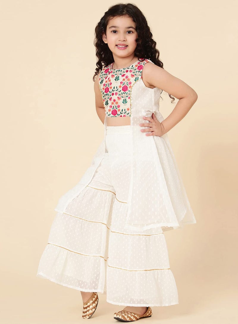 A.T.U.N. (ALL THINGS UBER NICE) A.T.U.N. Girls Embroidered Sharara Set_GSRR PLE FDW_3-4Y_White-Multi - Image 3