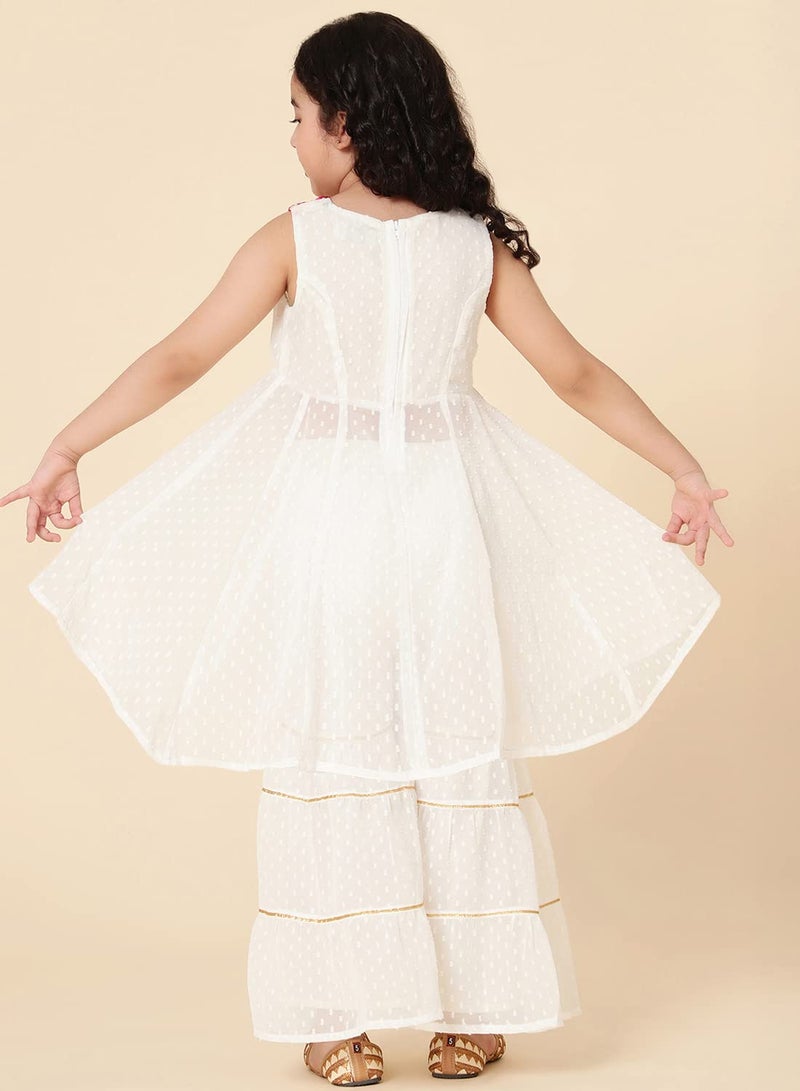 A.T.U.N. (ALL THINGS UBER NICE) A.T.U.N. Girls Embroidered Sharara Set_GSRR PLE FDW_3-4Y_White-Multi - Image 5