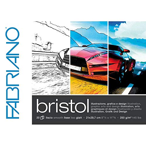 FABRIANO Honsell Fabriano Bristol 19002129 Pad DIN A4 250 gm 20 Sheets Ultra Smooth Surface Very EraseResistant Ideal for Illustrations Graphics and Design - Image 1