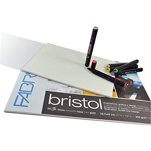 FABRIANO Honsell Fabriano Bristol 19002129 Pad DIN A4 250 gm 20 Sheets Ultra Smooth Surface Very EraseResistant Ideal for Illustrations Graphics and Design - Image 3