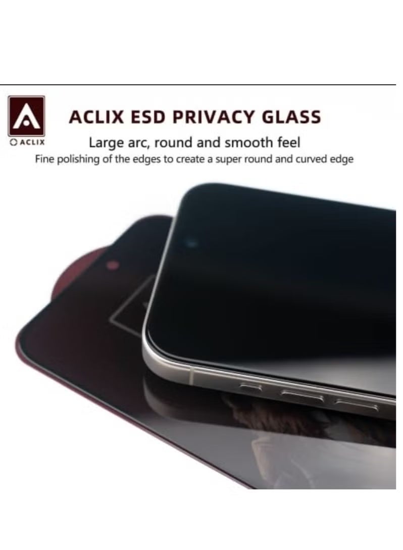 ACLIX Full Coverage ESD High Quality Privacy Glass Protection Screen Designed For iPhone 15 pro max (Black) - Image 3