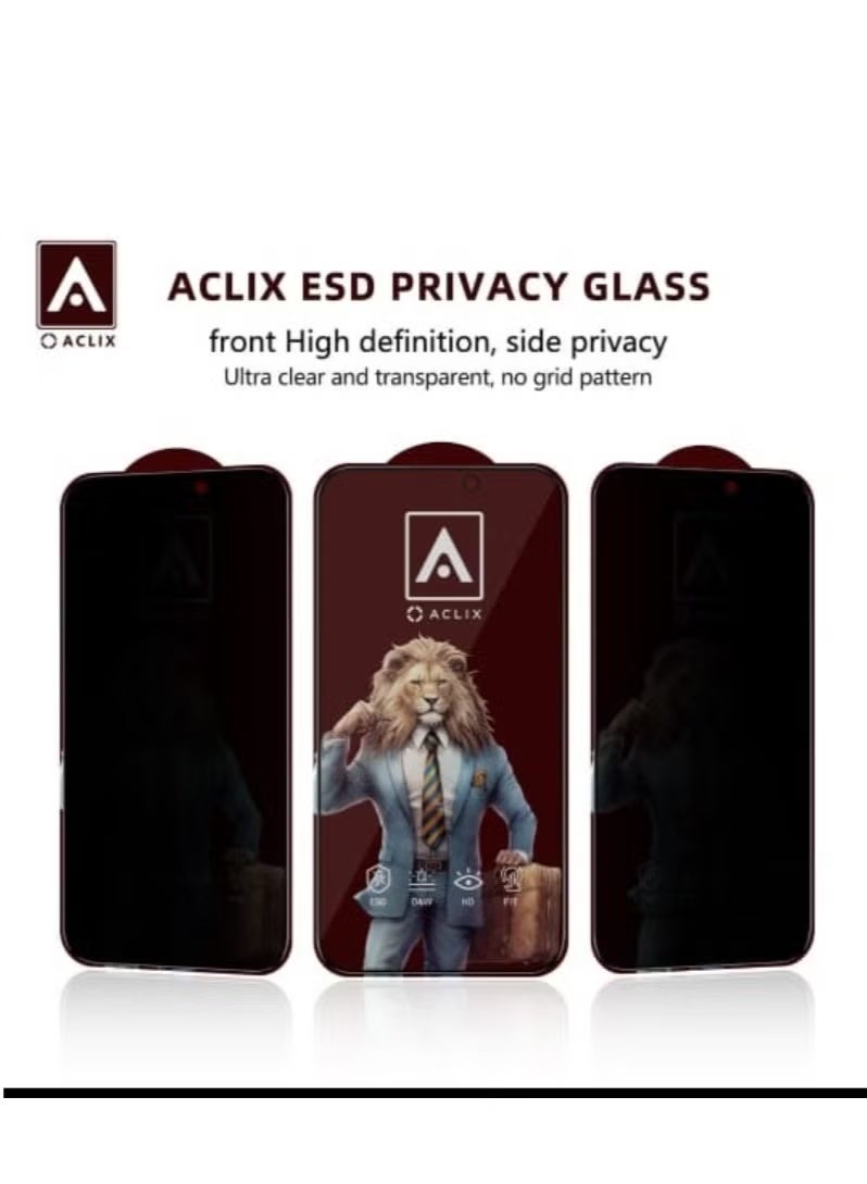 ACLIX Full Coverage ESD High Quality Privacy Glass Protection Screen Designed For iPhone 15 pro max (Black) - Image 2