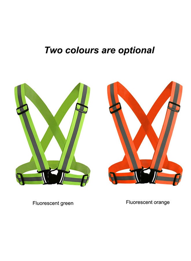 NIBEMINENT 2-Piece V-Shaped Multi-Purpose Reflective Vest Adjustable Elastic Safety Belt Fluorescent Green  - Image 4