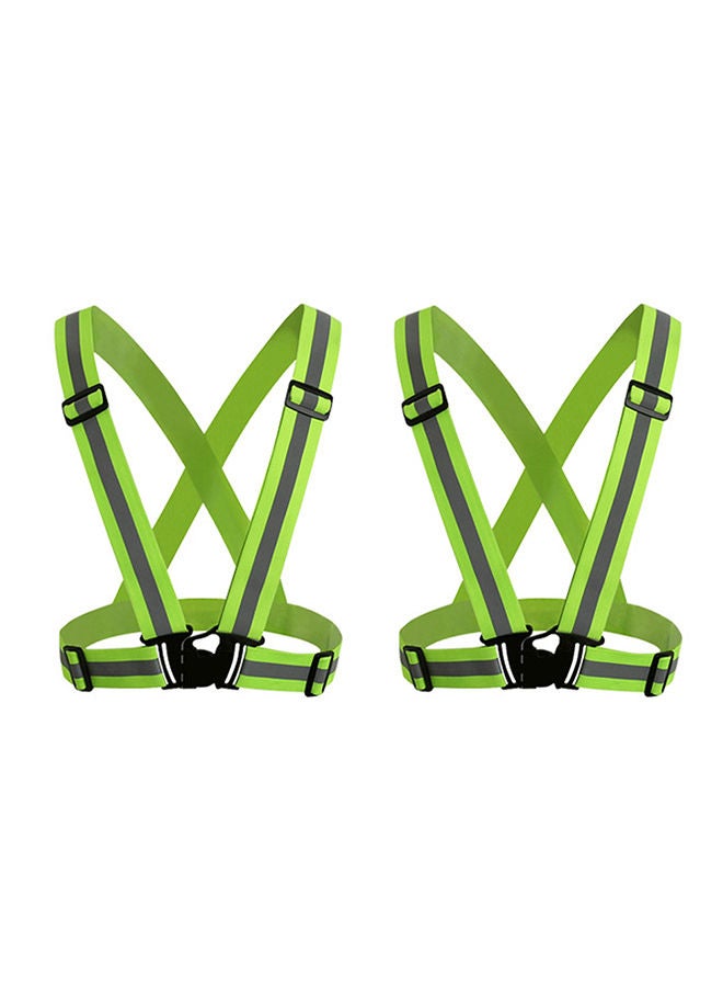 NIBEMINENT 2-Piece V-Shaped Multi-Purpose Reflective Vest Adjustable Elastic Safety Belt Fluorescent Green  - Image 5