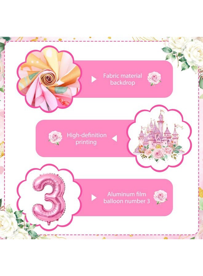 LUUFILx Her Royal Threeness Birthday Decorations Pink Sweet 3rd Birthday Party Supplies Include Her Royal Threeness Backdrop Banner Hanging Swirls Balloons Cake Topper for 3 Years Old Girl Bday Party Decor - Image 5
