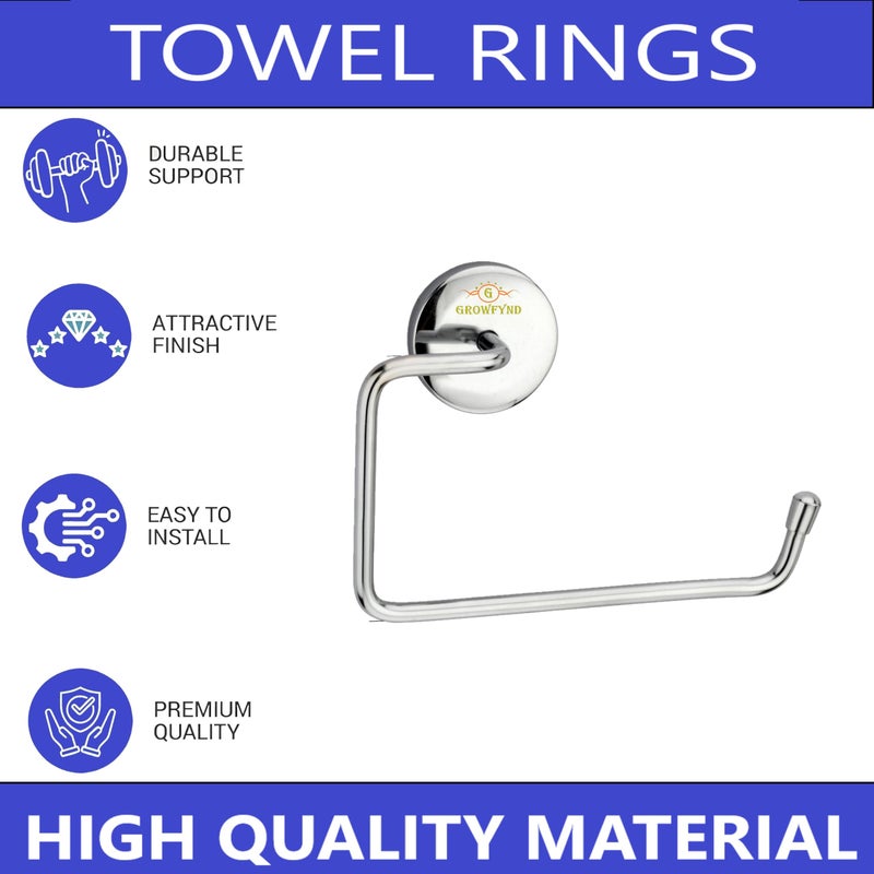 Growfynd Stainless Steel 304 Grade Chrome Finished Round Napkin Ring/Towel Ring/Napkin Holder/Towel Hanger/Towel Holder for Bathroom/Kitchen/Wash Basin L Shape Towel Ring (Pack of 1) - Image 2