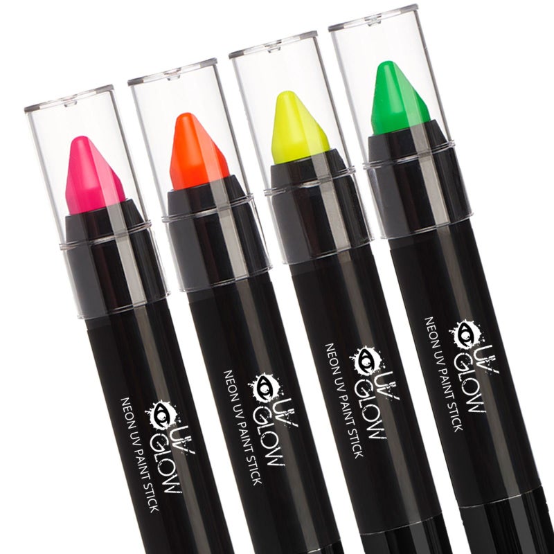 UV Glow - Neon UV Paint Stick/Face & Body Crayon - Genuine and original UV Glow product - glows brightly under Blacklights! (Set of 4) - Image 1