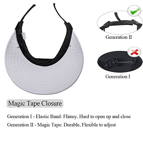 CAMOLAND Sun Visor Hats Women Large Brim Summer UV Protection Beach Cap Black and White - Image 3