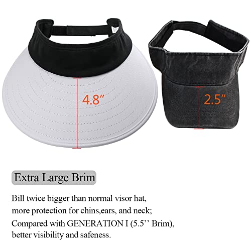 CAMOLAND Sun Visor Hats Women Large Brim Summer UV Protection Beach Cap Black and White - Image 4