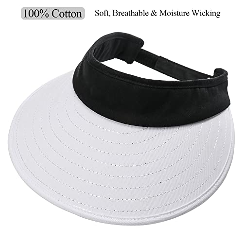 CAMOLAND Sun Visor Hats Women Large Brim Summer UV Protection Beach Cap Black and White - Image 2
