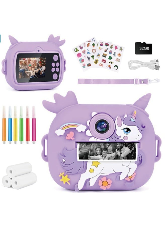 Generic Instant camera for kids Dinosaur – Thermal printing – Jurassic shockproof case – 3 rolls included – Photo/Selfie – Video 1080P – 32 GB educational memory card - Image 1